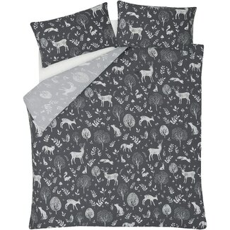 Sleepdown Dekbedovertrek bosdieren grijs - Polykatoen - 1-persoons (135x200 + 50x75cm)