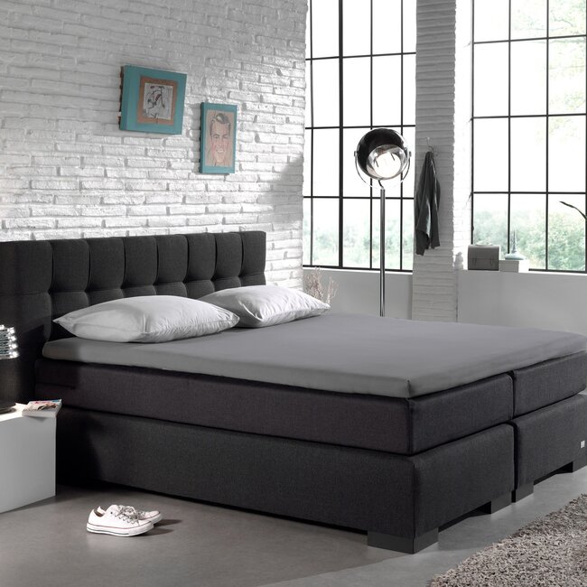 Split topper hoeslaken katoen - Grijs