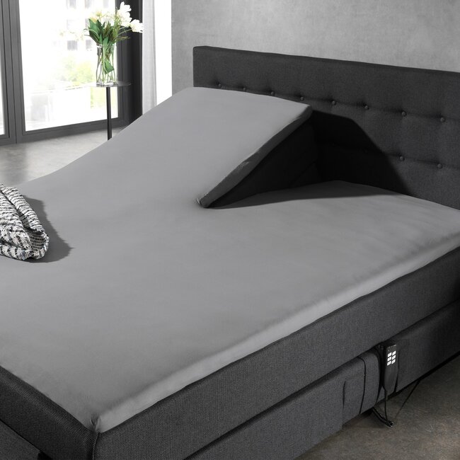 Split topper hoeslaken katoen - Grijs