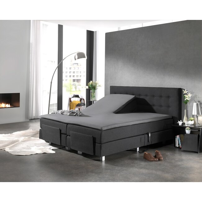 Split topper hoeslaken katoen - Grijs