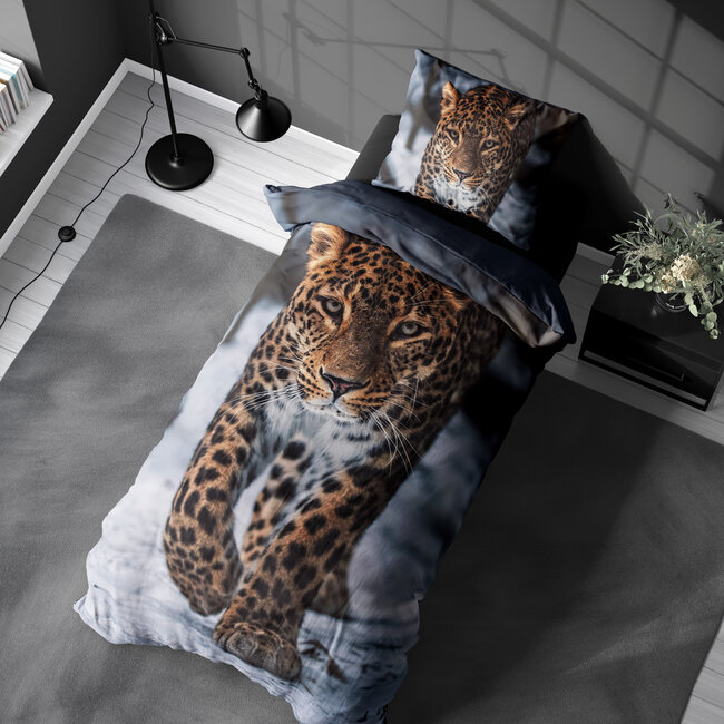 Katoen dekbedovertrek Leopard winter