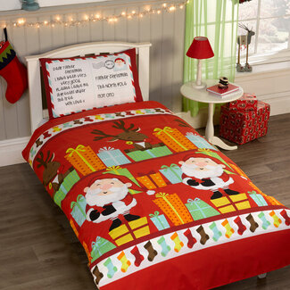 Studio Kids Kerst peuter dekbedovertrek Santa's list - blended katoen - 120x150 cm
