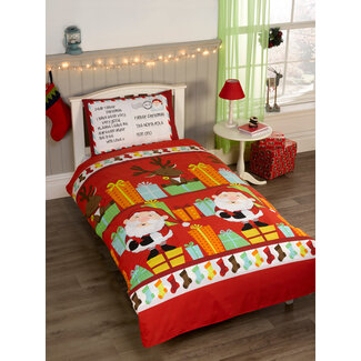Studio Kids Kerst peuter dekbedovertrek Santa's list - blended katoen - 120x150 cm