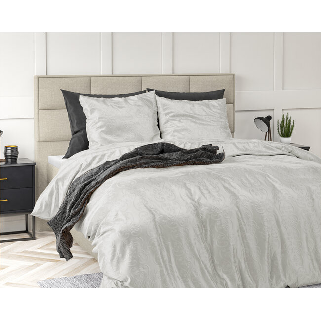 Velvet dekbedovertrek Sultan - embossed - wit - 140x220 + 60x70 cm