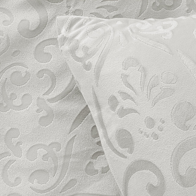 Velvet dekbedovertrek Sultan - embossed - wit - 140x220 + 60x70 cm