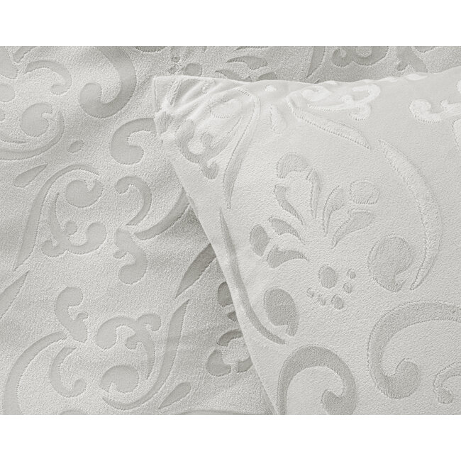 Velvet dekbedovertrek Sultan - embossed - wit - 140x220 + 60x70 cm