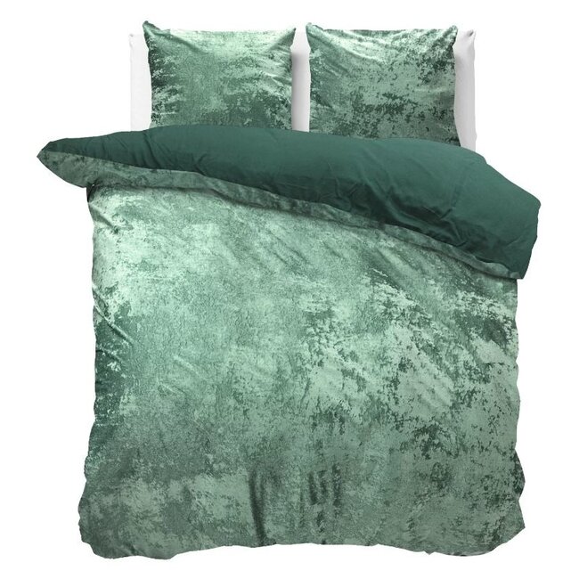 Velvet dekbedovertrek crushed - groen