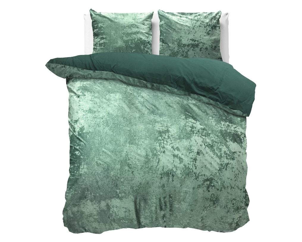 Dekbedovertrek crushed velvet - groen