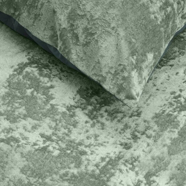 Velvet dekbedovertrek crushed - groen