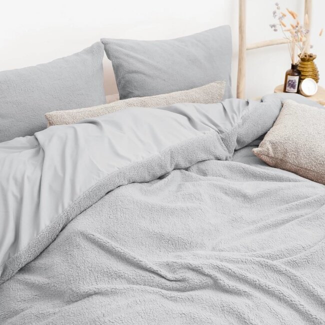 Teddy dekbedovertrek onderkant microvezel - grijs