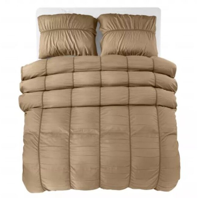 Mircrovezel dekbedovertrek Calais - taupel - 140x220 + 60x70cm