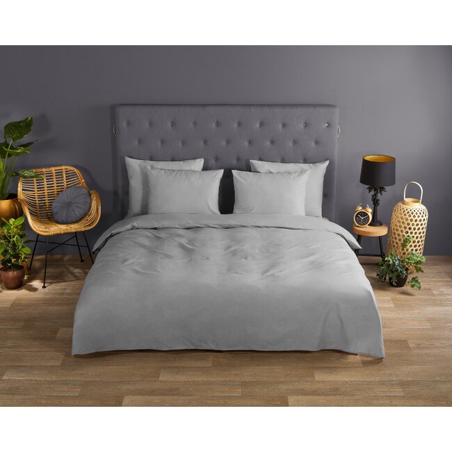 Dekbedovertrek uni grijs - katoen