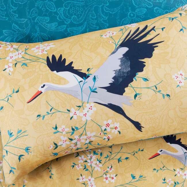 Microvezel dekbedovertrek Kraanvogel geel