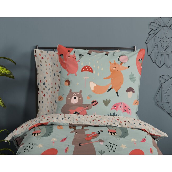 Katoen kinderdekbedovertrek bos - 140x220 + 60x70 cm