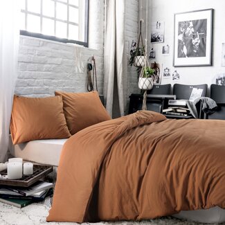 BLCKOUT BLCKOUT dekbedovertrek Alberta - roestbruin - biologische percale katoen