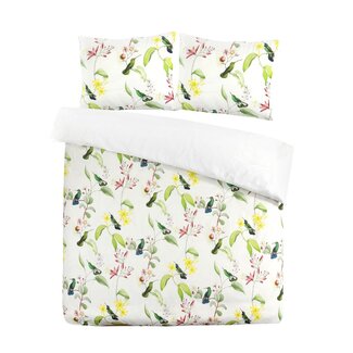 Papillon® Katoensatijn dekbedovertrek Bird Song wit - 1-persoons (140x220 + 60x70cm)
