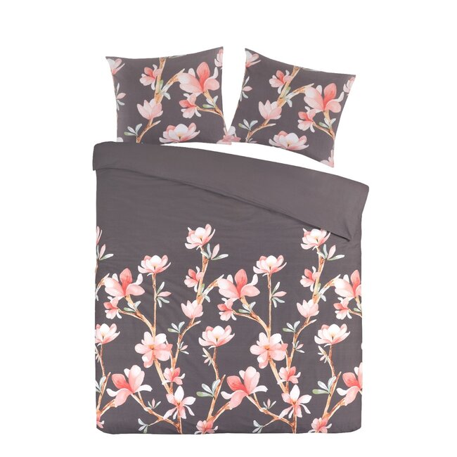 Katoensatijn dekbedovertrek Esmee grijs - 2-persoons (200x220 + 2st 60x70cm)