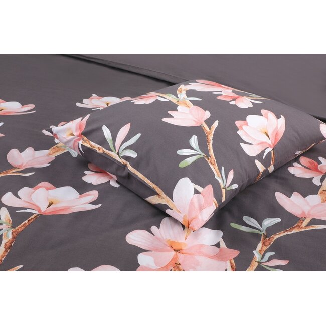 Katoensatijn dekbedovertrek Esmee grijs - 2-persoons (200x220 + 2st 60x70cm)