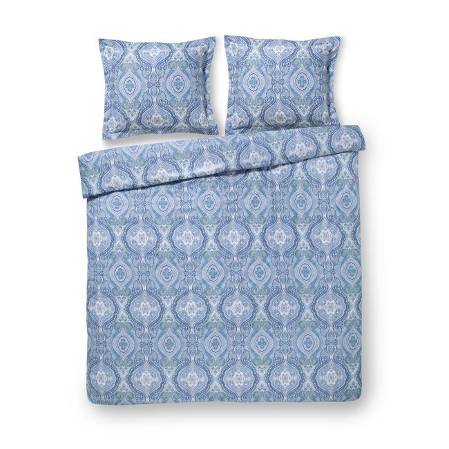 Katoen satijn dekbedovertrek Trix blauw