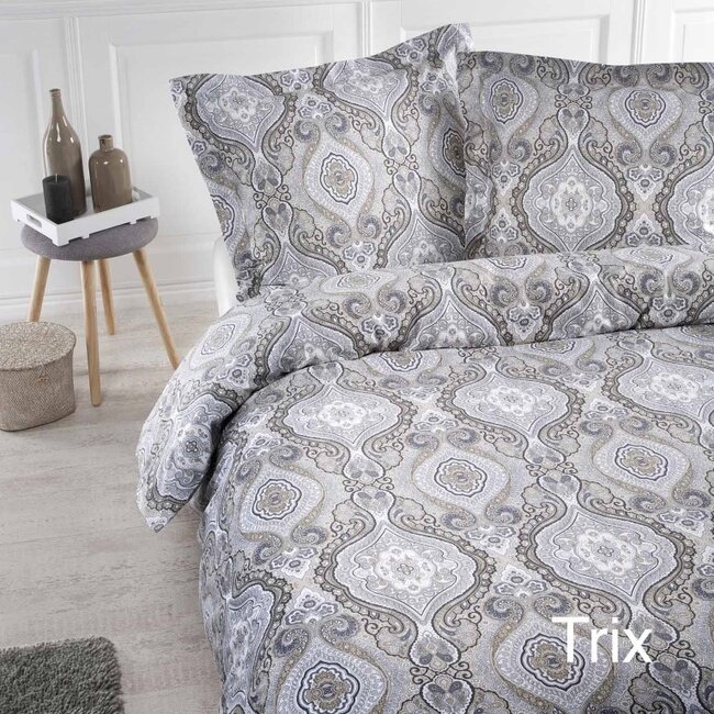 Katoen satijn dekbedovertrek Trix zand