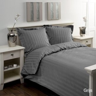 Papillon® Hotelstreep dekbedovertrek Uni satijn grijs - katoen satijn - 1-persoons (140x220 + 60x70cm)