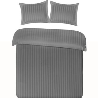 Papillon® Hotelstreep dekbedovertrek Uni satijn grijs - katoen satijn - 1-persoons (140x220 + 60x70cm)
