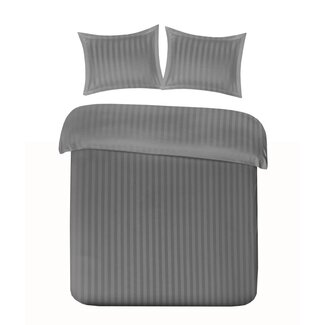 Papillon® Hotelstreep dekbedovertrek Uni satijn grijs - katoen satijn - 1-persoons (140x220 + 60x70cm)