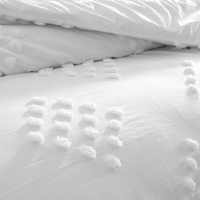 Katoen percal dekbedovertrek Helsinki wit - 2-persoons (200x220 + 2st 60x70cm)