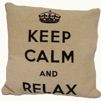 Studio Art Keep calm and relax sierkussenhoes 45x45 cm - naturel