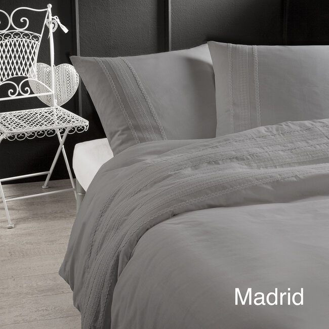 Katoen percal dekbedovertrek Madrid grijs