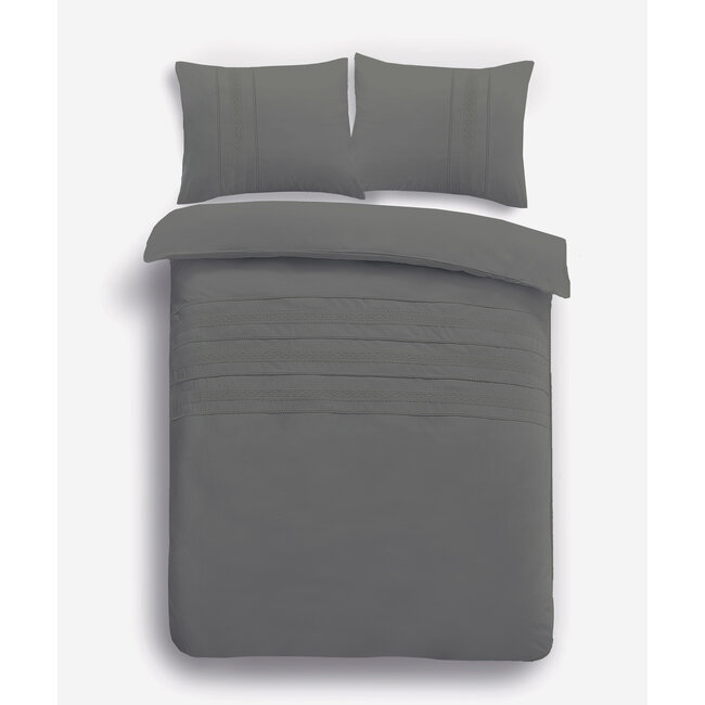 Katoen percal dekbedovertrek Madrid grijs