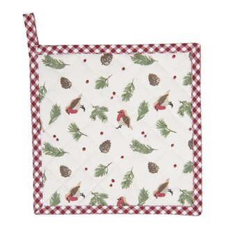 Clayre & Eef Pannenlap - Kerst vogels - 20x20 cm