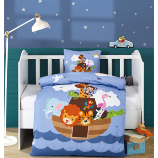 .Decoware® Ledikant dekbedovertrek Noah's ark - katoen