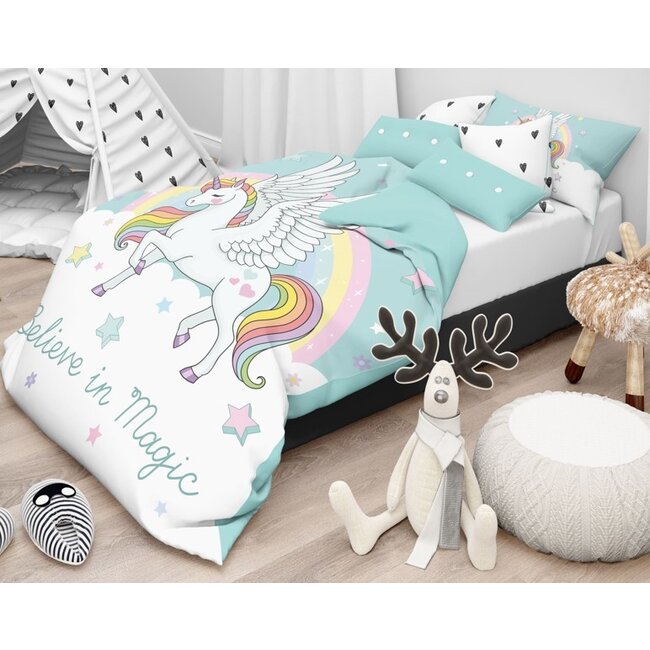 Katoen kinderdekbedovertrek Believe in magic - 140x220 + 60x70 cm