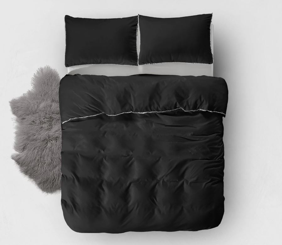 ZENsation dekbedovertrek Ball Fringe - zwart - 140x220 cm