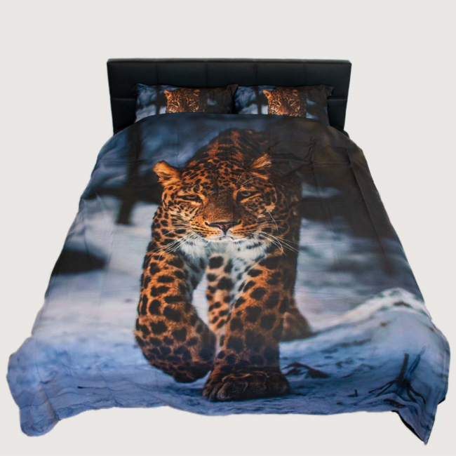 Katoen dekbedovertrek Leopard winter