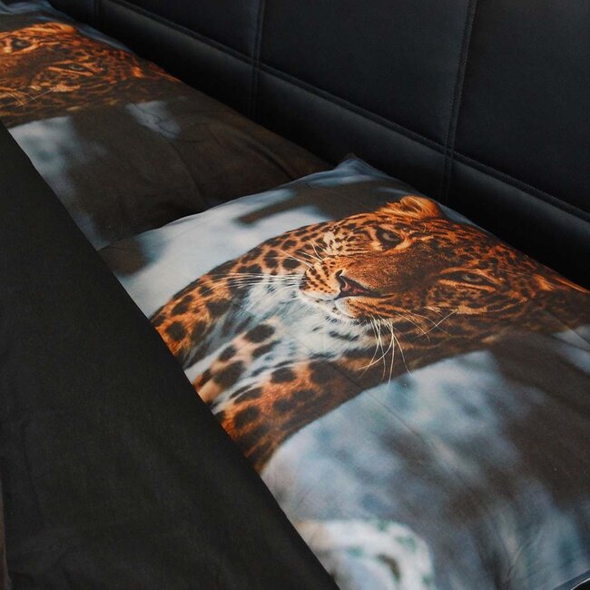 Katoen dekbedovertrek Leopard winter
