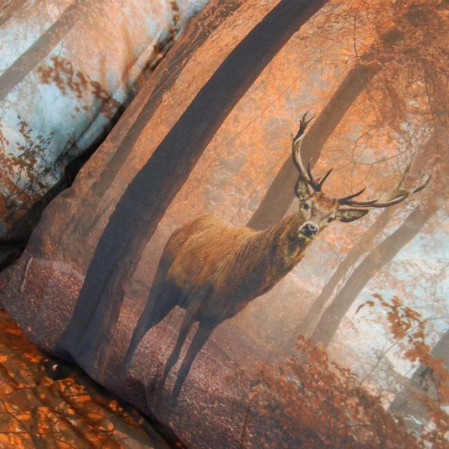 Katoen dekbedovertrek Autumn Deer - 2-persoons (200x220 + 2st. 60x70 cm)