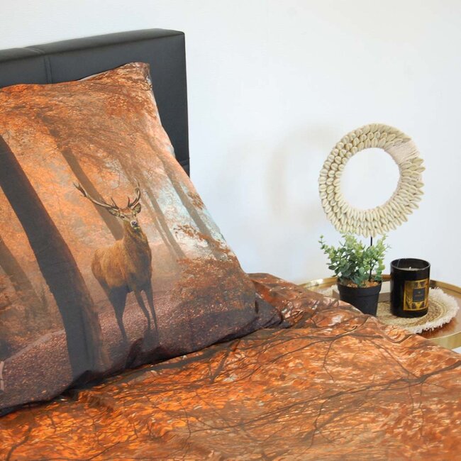 Katoen dekbedovertrek Autumn Deer - 2-persoons (200x220 + 2st. 60x70 cm)