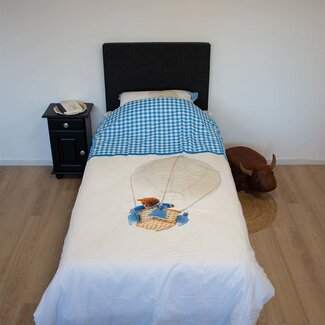 .Decoware® Katoen dekbedovertrek Luchtballon beer blauw - 140x220 + 60x70 cm