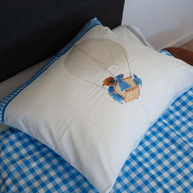 Katoen kinderdekbedovertrek Luchtballon beer blauw - 140x220 + 60x70 cm