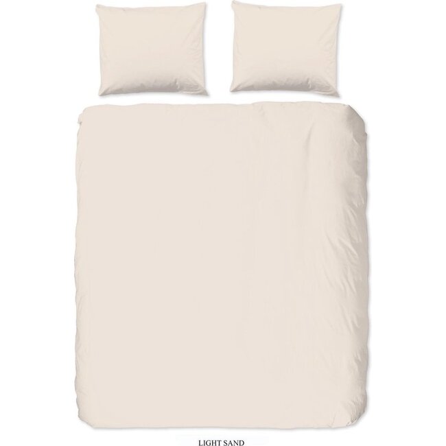 Katoensatijn  dekbedovertrek uni licht zand