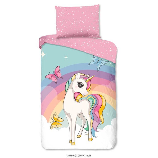 Katoen kinderdekbedovertrek Unicorn Dash - 140x220  + 60x70 cm