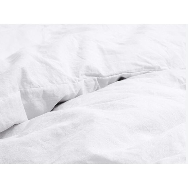 Katoen dekbedovertrek Stone washed - wit - 1-persoons (140x220 + 60x70cm)