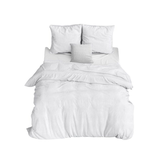 Katoen dekbedovertrek Stone washed - wit - 1-persoons (140x220 + 60x70cm)