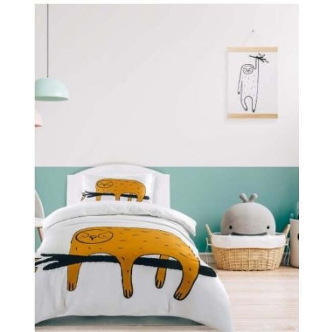 Katoen dekbedovertrek Luiaard - 140x200 + 60x70 cm