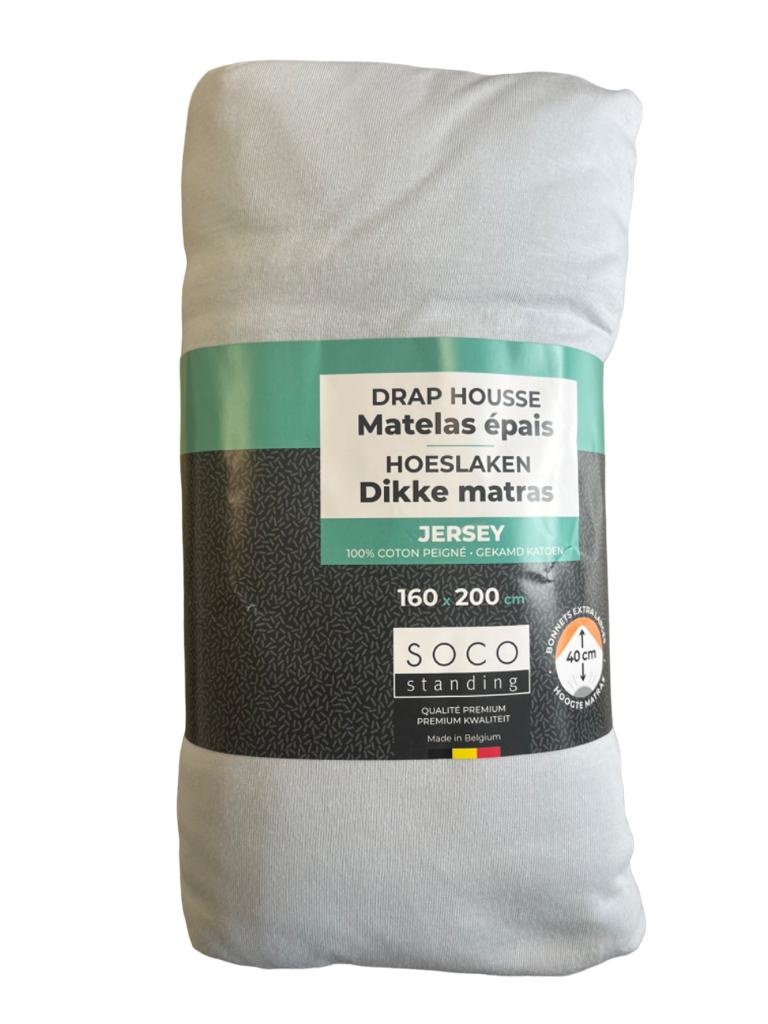 Boxspring hoeslaken - jersey - grijs - hoekhoogte 40 cm