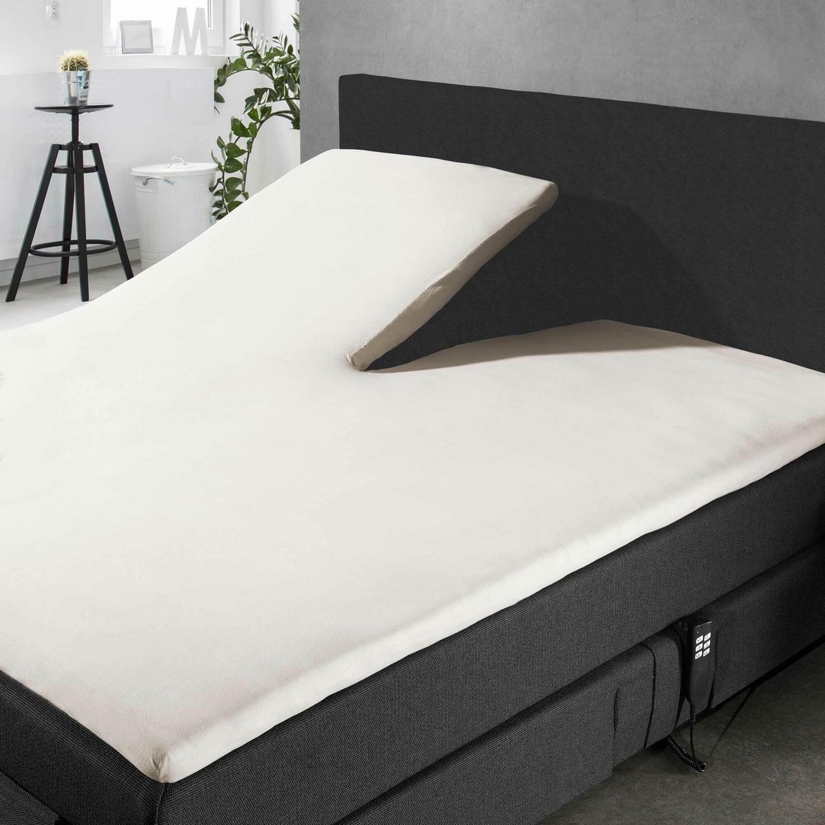 Splittopper hoeslaken - jersey - 180x220 cm - ivoor