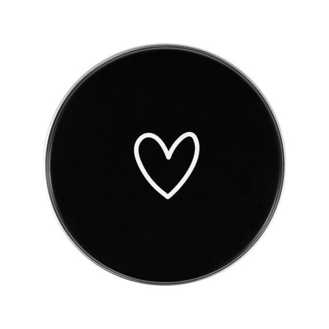 Theeblikje - zwart wit met hartje