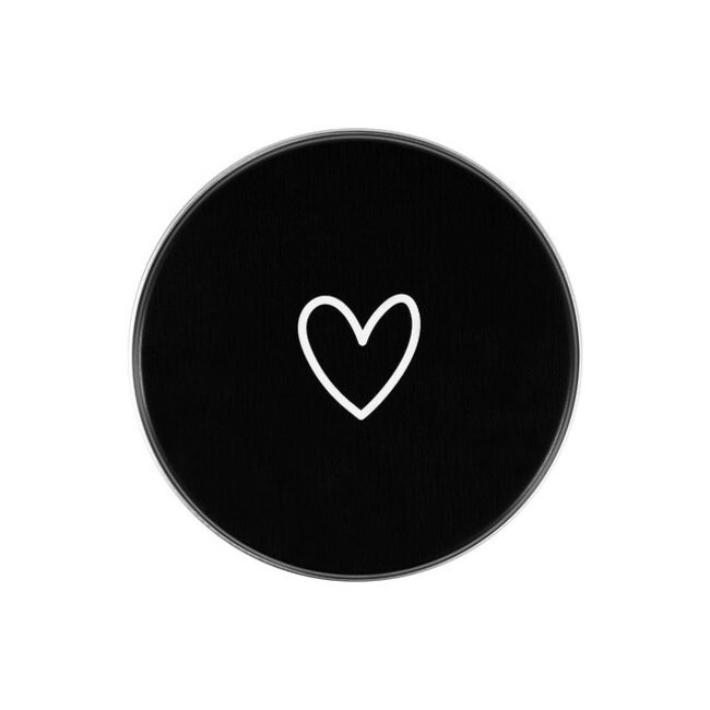 Theeblikje - zwart wit met hartje